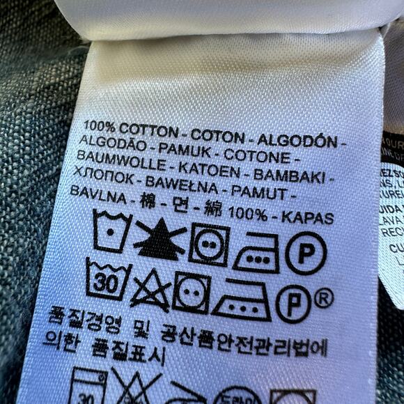 See the Magic Denim Tunic Shirt MEDIUM Overdye Oversize Unique Upcycled Chambray - Picture 8 of 9